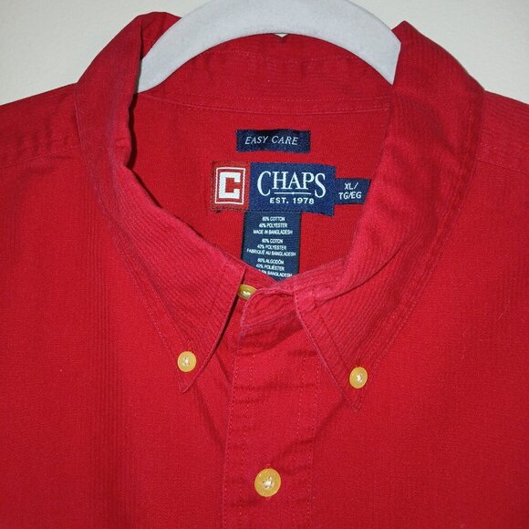 MENS CHAPS EASY CARE VARMOUTH RED BUTTON DOWN, SIZE 18 XL - Picture 2 of 5
